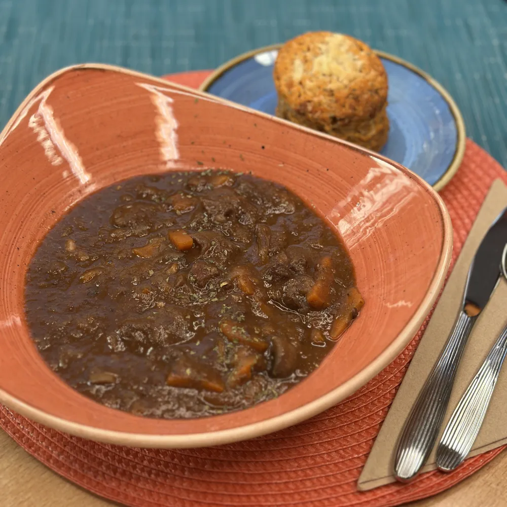 Exmoor winter stews at the North Coast Café, featuring Devon venison slow-cooked with red wine and herbs.