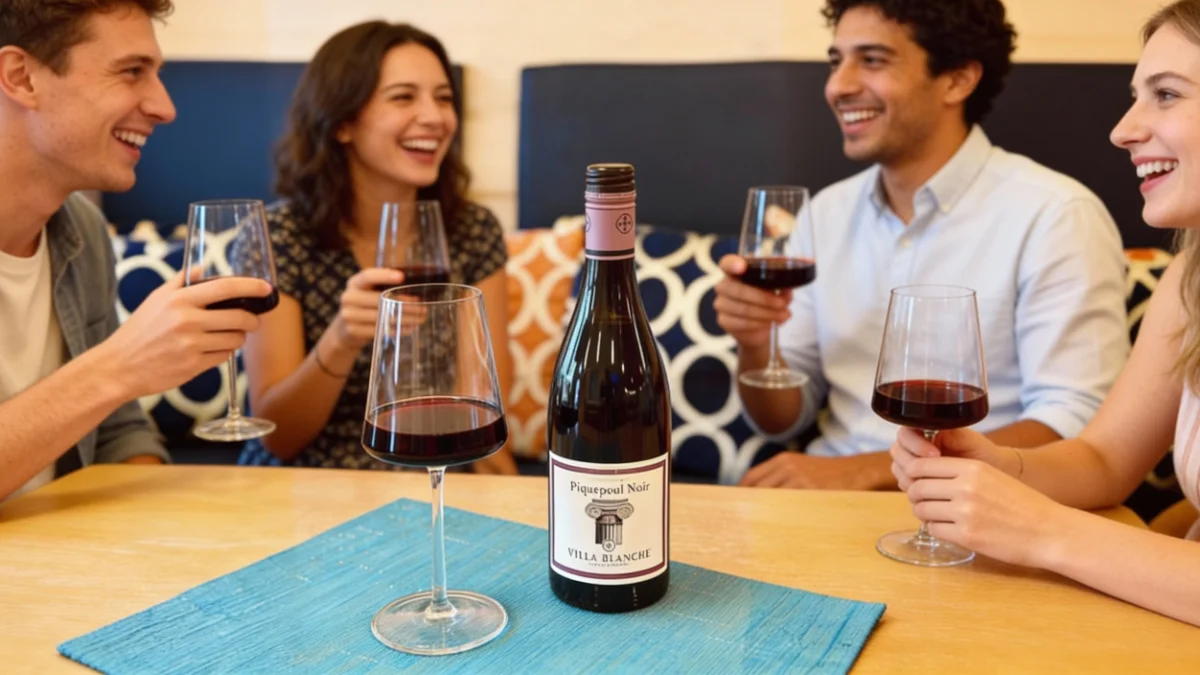 Piquepoul Noir served chilled at North Coast Café, a light French red wine enjoyed by the glass